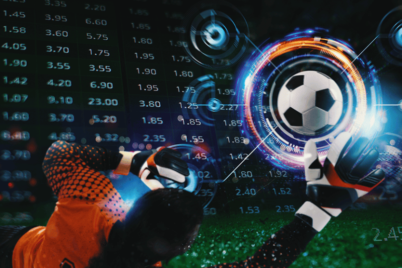Person using sports betting app with glowing digital soccer ball and live odds display – FIFA World Cup 2026 betting guide odds and where to bet